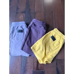 ALPHALETE Mens Athletic Sweat Shorts Purple Yellow Gray lot of 3 Lounge Gym med